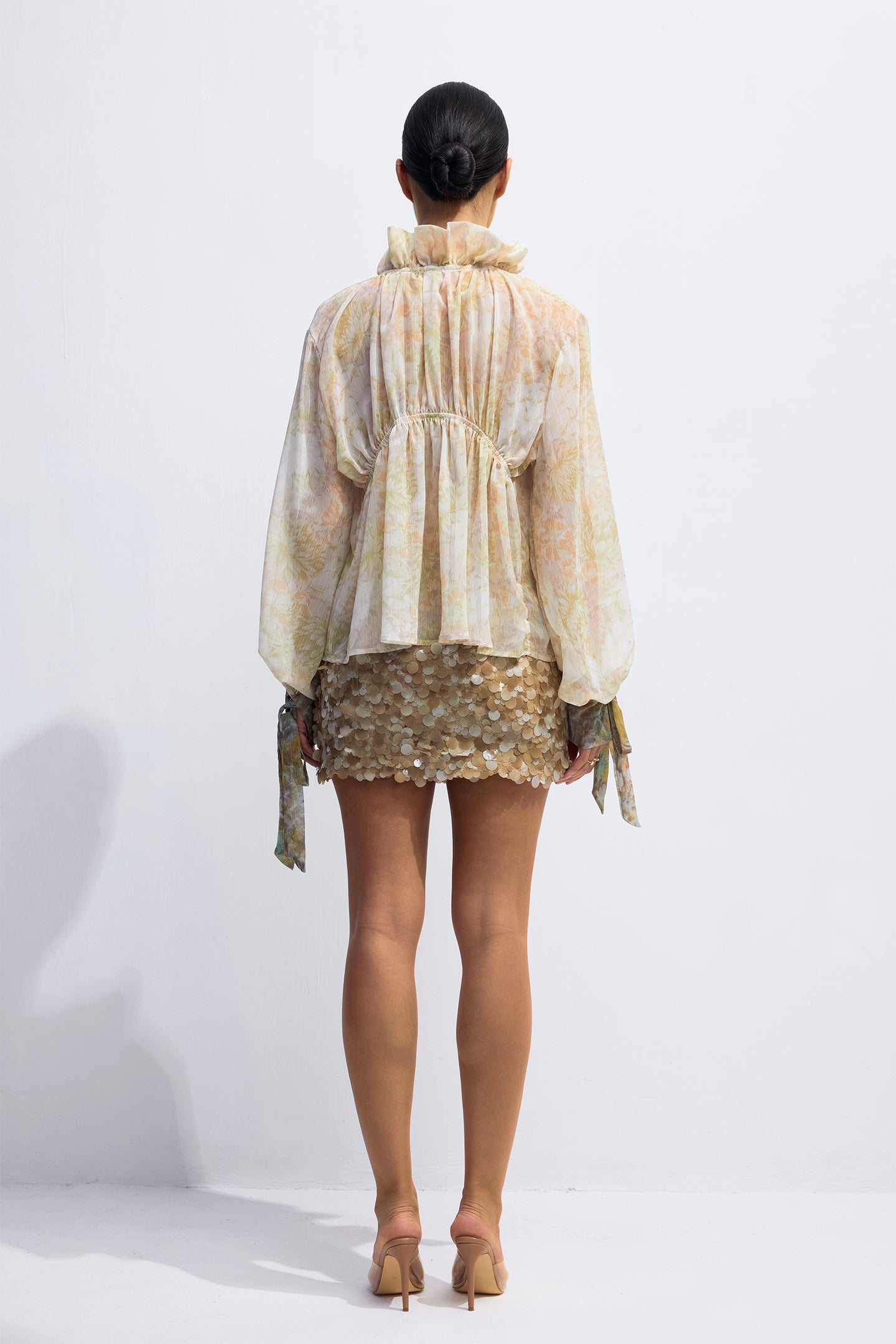 Ann Print Ruffle Collar Blouse