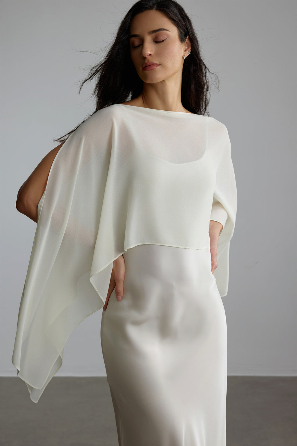 Elena Spaghetti Strap Maxi Dress With Cape Blouse