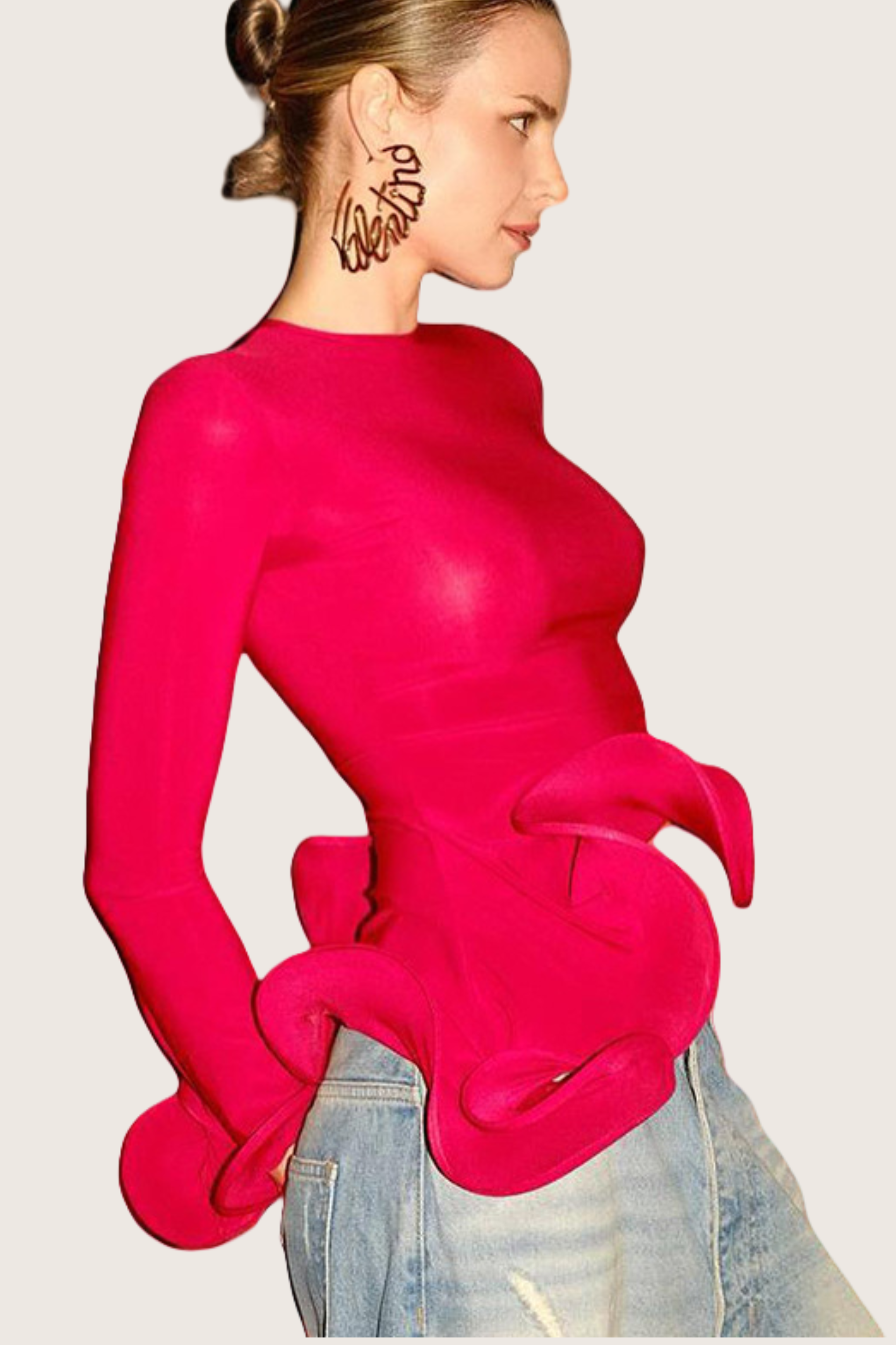 Crew neck Asymmetric Curl Top