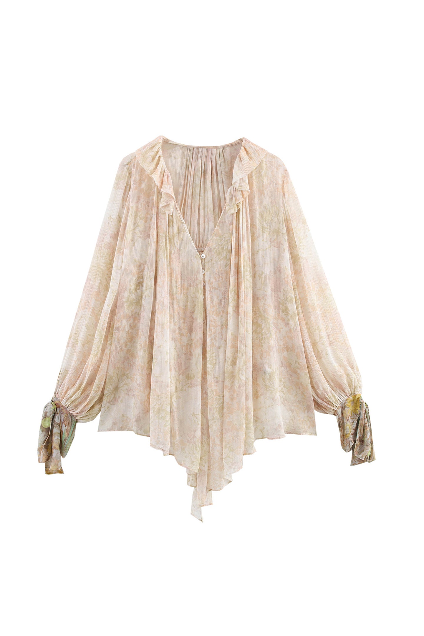 Ann Print Ruffle Collar Blouse