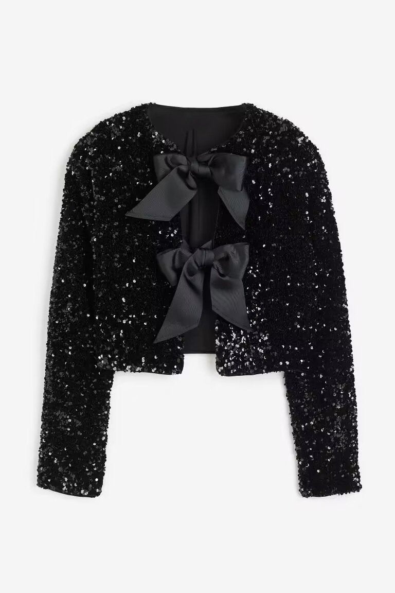 Cara Bow-tie Sequins Crop Top