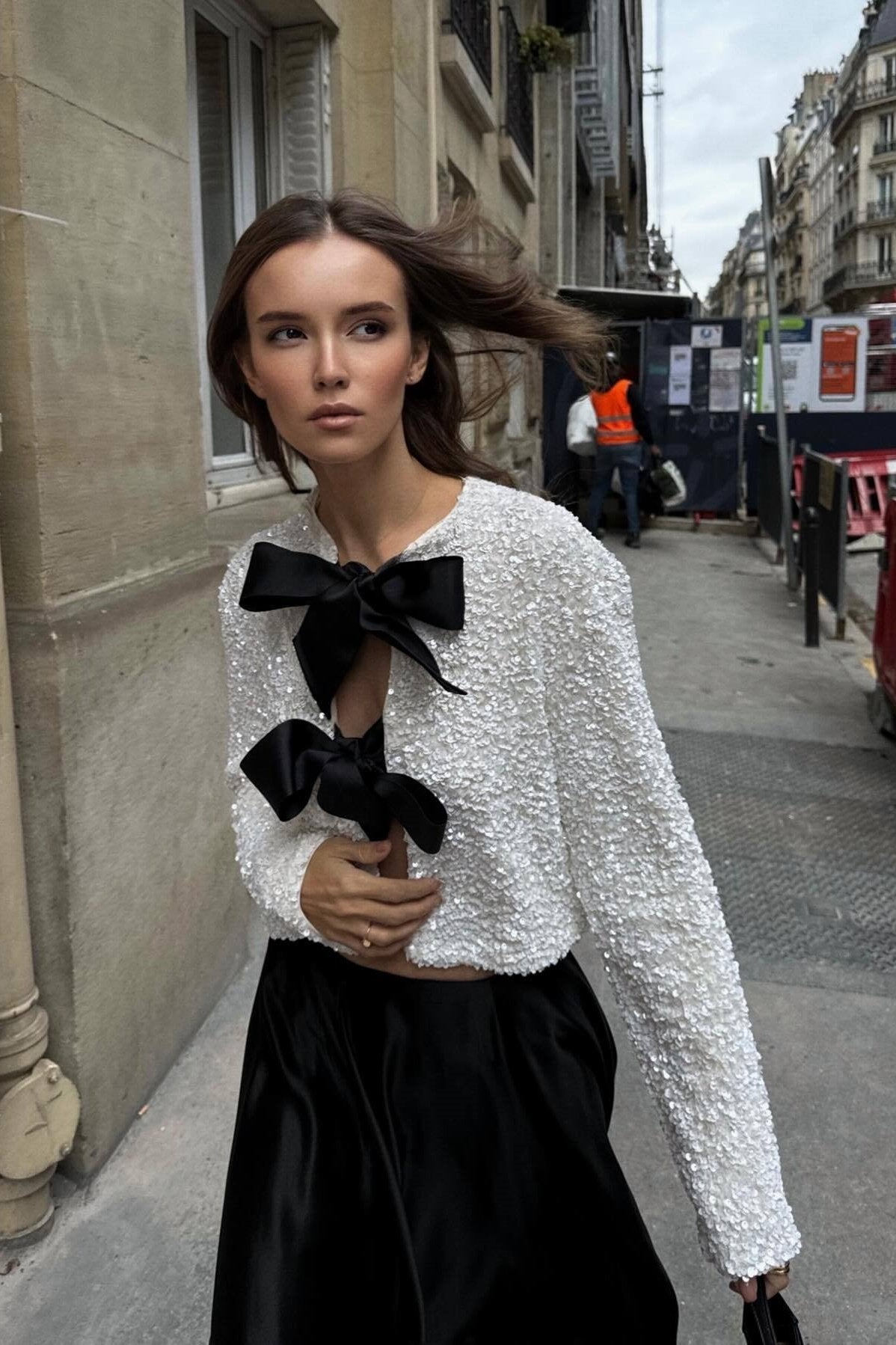 Cara Bow-tie Sequins Crop Top