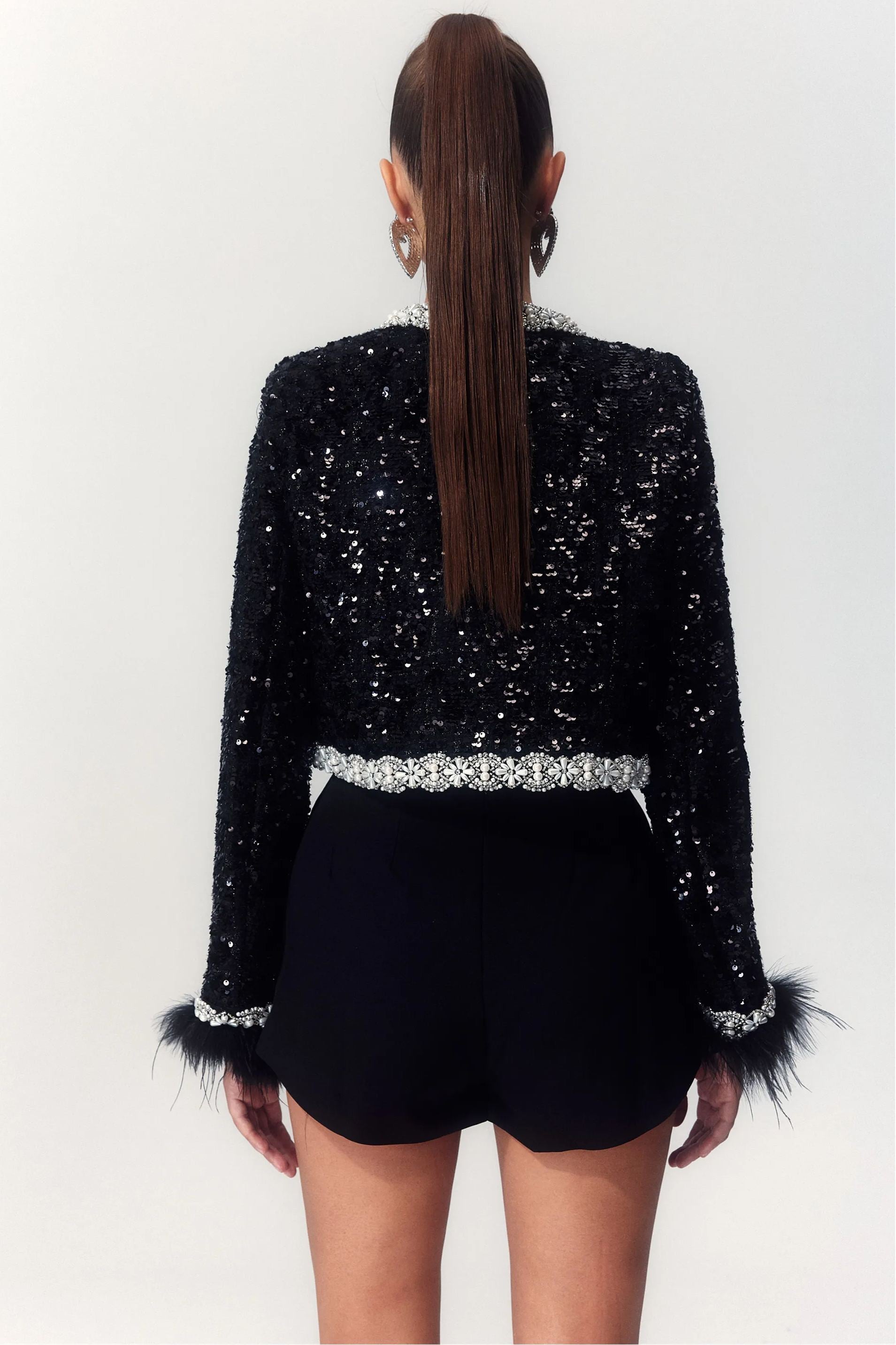 Samantha Embroidery Sequin Shorts